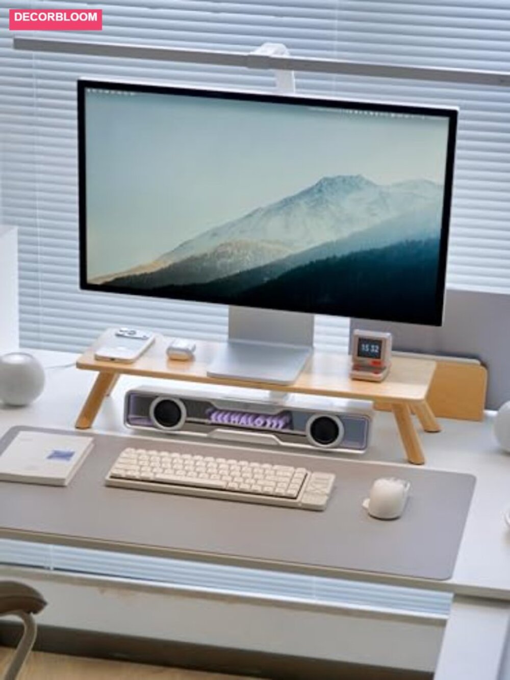 Bamboo Monitor Stand Riser with Cable Routing Slot, Ergonomic Desk Organizer - Picture 1 of 6